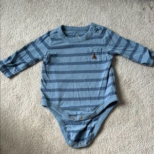 GAP Blue Striped Long-Sleeve Baby Bodysuit
